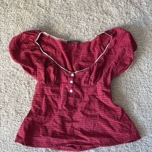 Brandy Melville Red Plaid Top